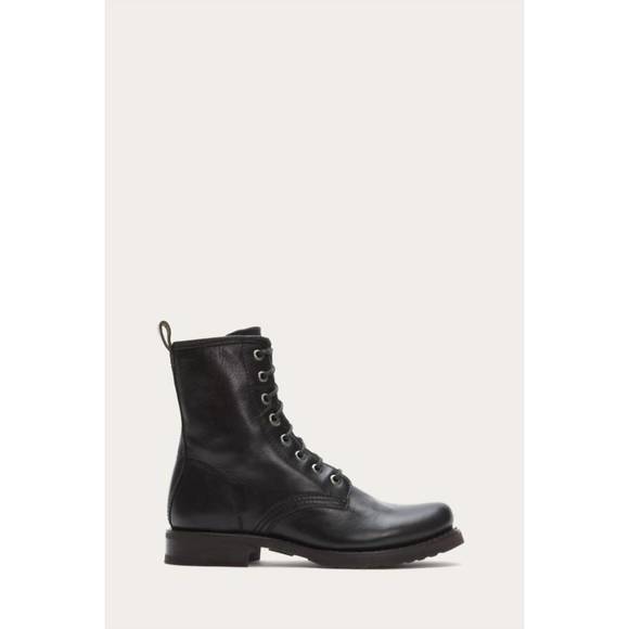 NEW FRYE women's veronica combat boot in black soft vintage - Picture 1 of 2
